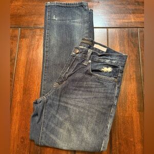 Men's Aeropostale Straight Distressed Dark Blue Jeans, 29/30